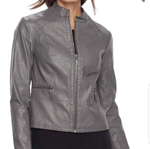Faux Leather Grey Jacket NWOT